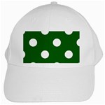 Polka Dots - White on Dark Green White Cap