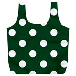 Polka Dots - White on Forest Green Full Print Recycle Bag (XL)