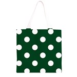 Polka Dots - White on Forest Green Grocery Light Tote Bag