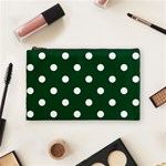Polka Dots - White on Forest Green Cosmetic Bag (M)