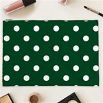 Polka Dots - White on Forest Green Cosmetic Bag (XXL)