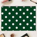 Polka Dots - White on Forest Green Cosmetic Bag (XXXL)