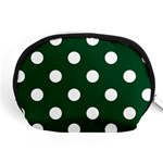 Polka Dots - White on Forest Green Accessory Pouch (Medium)
