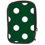 Polka Dots - White on Forest Green Compact Camera Leather Case