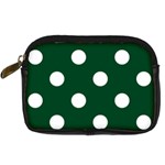 Polka Dots - White on Forest Green Digital Camera Leather Case