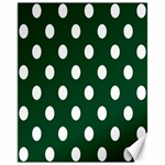 Polka Dots - White on Forest Green Canvas 11  x 14 