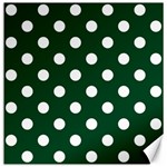Polka Dots - White on Forest Green Canvas 20  x 20 