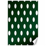 Polka Dots - White on Forest Green Canvas 20  x 30 