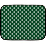 Polka Dots - White on Forest Green Fleece Blanket (Mini)