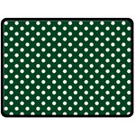 Polka Dots - White on Forest Green Fleece Blanket (Large) (One Side)