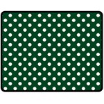 Polka Dots - White on Forest Green Fleece Blanket (Medium) (One Side)