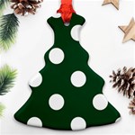Polka Dots - White on Forest Green Christmas Tree Ornament (Two Sides)