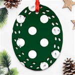 Polka Dots - White on Forest Green Ornament (Bell) Ornament (Oval Filigree)