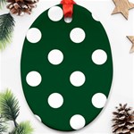 Polka Dots - White on Forest Green Oval Ornament (Two Sides)