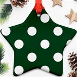 Polka Dots - White on Forest Green Star Ornament (Two Sides)