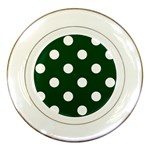 Polka Dots - White on Forest Green Porcelain Plate