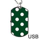 Polka Dots - White on Forest Green Dog Tag USB Flash (One Side)
