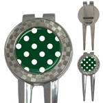 Polka Dots - White on Forest Green 3-in-1 Golf Divot