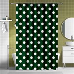 Polka Dots - White on Forest Green Shower Curtain 48  x 72  (Small)