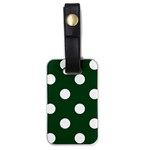 Polka Dots - White on Forest Green Luggage Tag (One Side)