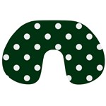 Polka Dots - White on Forest Green Travel Neck Pillow