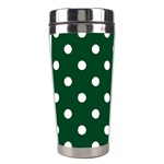 Polka Dots - White on Forest Green Stainless Steel Travel Tumbler