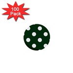 Polka Dots - White on Forest Green 1  Mini Button (100 pack)