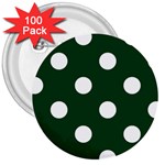 Polka Dots - White on Forest Green 3  Button (100 pack)