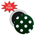 Polka Dots - White on Forest Green 1.75  Magnet (10 pack)