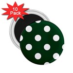 Polka Dots - White on Forest Green 2.25  Magnet (10 pack)