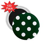 Polka Dots - White on Forest Green 2.25  Magnet (100 pack)