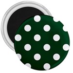 Polka Dots - White on Forest Green 3  Magnet