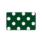 Polka Dots - White on Forest Green Magnet (Name Card)