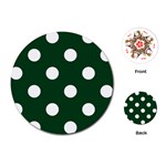 Polka Dots - White on Forest Green Playing Cards (Round)