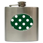 Polka Dots - White on Forest Green Hip Flask (6 oz)