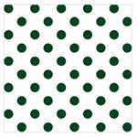 Polka Dots - Forest Green on White Large Satin Scarf (Square)