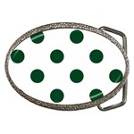 Polka Dots - Forest Green on White Belt Buckle