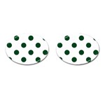 Polka Dots - Forest Green on White Cufflinks (Oval)