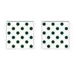 Polka Dots - Forest Green on White Cufflinks (Square)