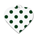Polka Dots - Forest Green on White Dog Tag Heart (One Side)