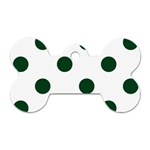 Polka Dots - Forest Green on White Dog Tag Bone (One Side)
