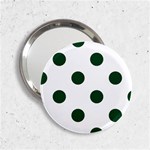 Polka Dots - Forest Green on White 2.25  Handbag Mirror