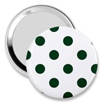 Polka Dots - Forest Green on White 3  Handbag Mirror