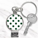 Polka Dots - Forest Green on White Nail Clippers Key Chain