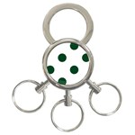 Polka Dots - Forest Green on White 3-Ring Key Chain
