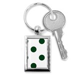 Polka Dots - Forest Green on White Key Chain (Rectangle)