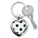 Polka Dots - Forest Green on White Key Chain (Heart)
