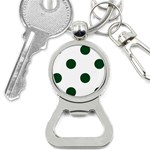 Polka Dots - Forest Green on White Bottle Opener Key Chain