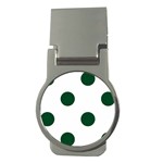Polka Dots - Forest Green on White Money Clip (Round)