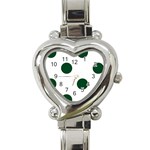 Polka Dots - Forest Green on White Heart Italian Charm Watch
